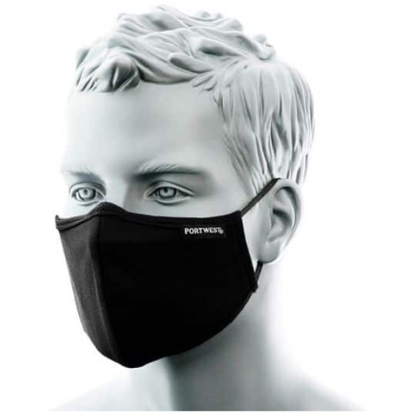 Munskydd - 3-lagers antimikrobiell ansiktsmask med näsband (svart)
